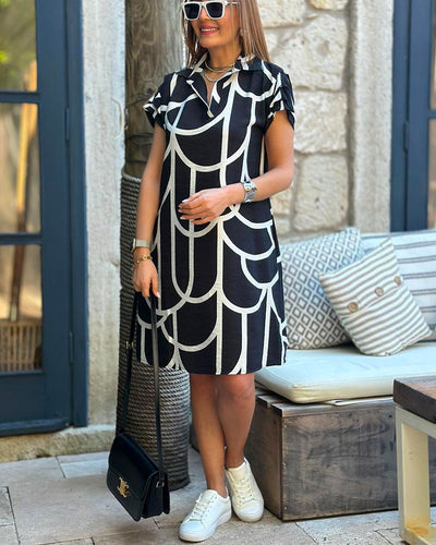 Kamila | Elegancka sukienka midi z krótkim rękawem