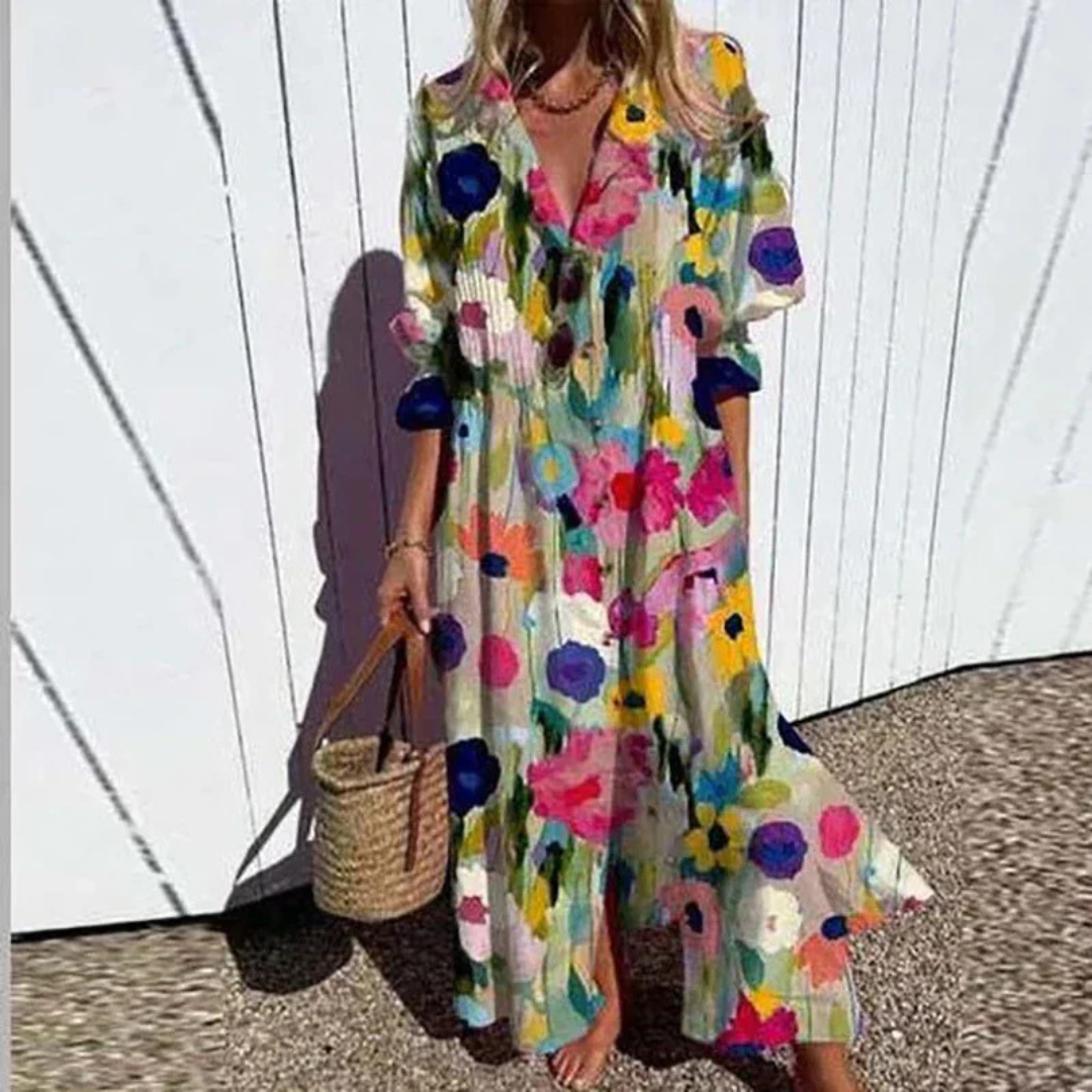 Katarzyna | Boho sukienka o nakładam kroju 
