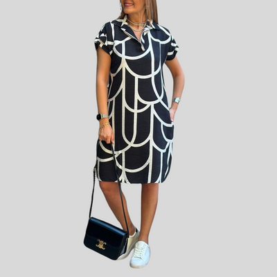 Kamila | Elegancka sukienka midi z krótkim rękawem