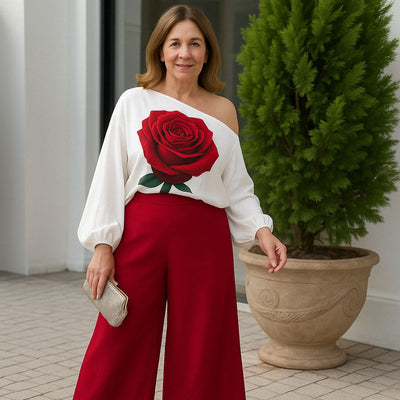 Brygitka | Kwiatowy komplet o eleganckim kroju