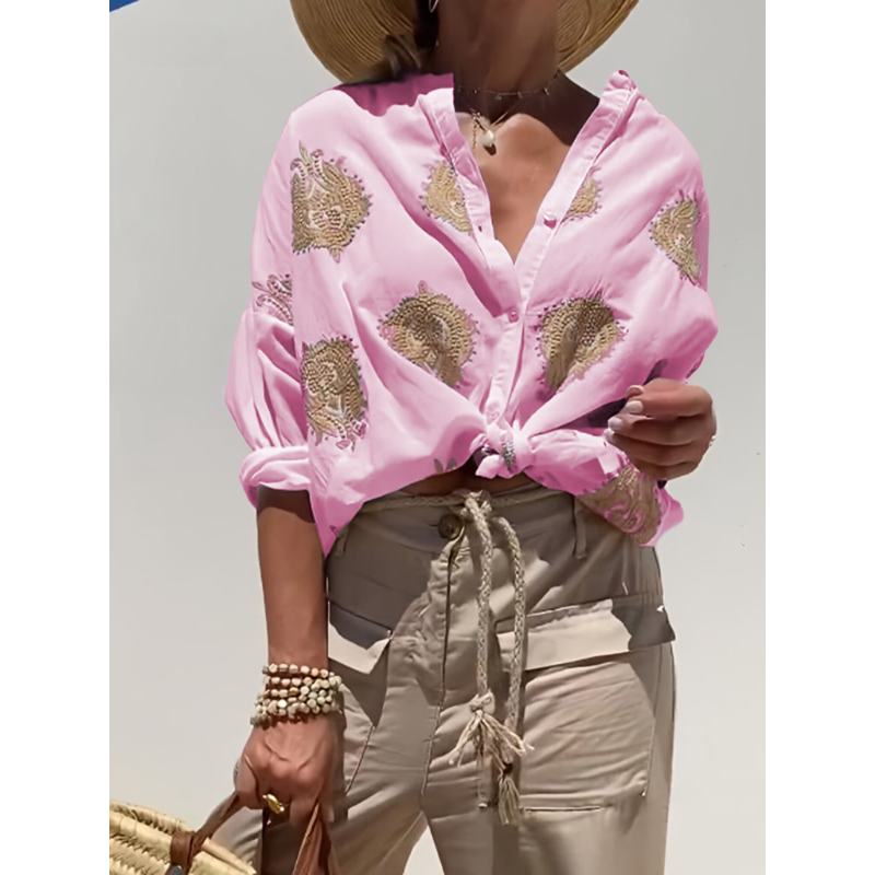 Casey | Bluzka Ibiza Chic z haftowanym detalem 