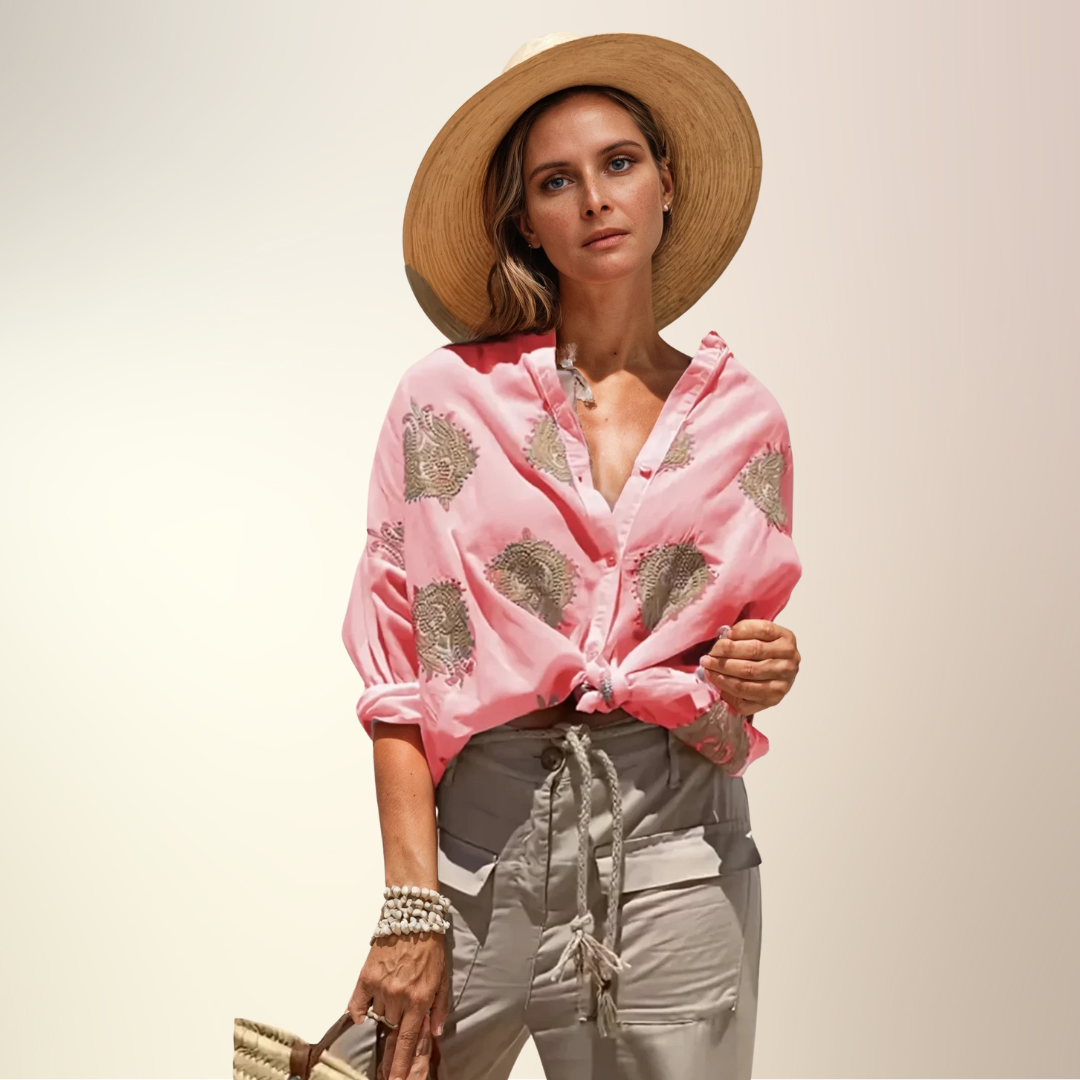 Gabina | Elegancka bawełniana bluzka z kołnierzykiem