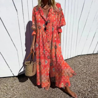 Katarzyna | Boho sukienka o nakładam kroju 