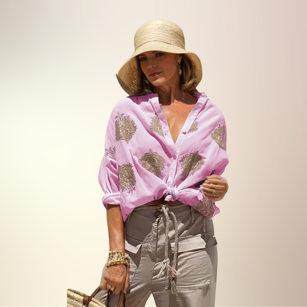 Casey | Bluzka Ibiza Chic z haftowanym detalem 