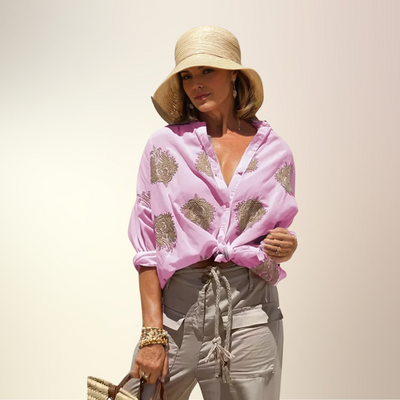 Casey | Bluzka Ibiza Chic z haftowanym detalem 