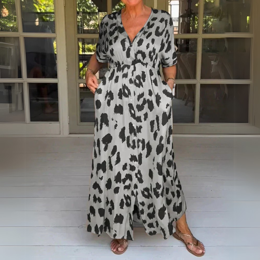 Penelopa | Elegancka sukienka maxi w panterkę