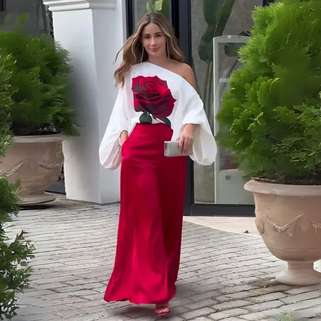 Brygitka | Kwiatowy komplet o eleganckim kroju