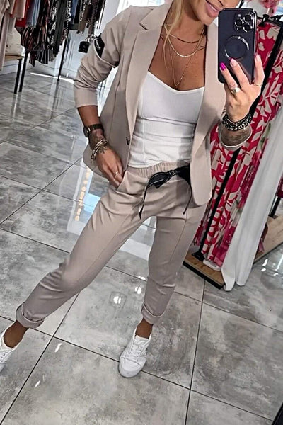 Moxi | Dwuczęściowy damski zestaw top z kurtką i gumą