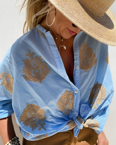 Casey | Bluzka Ibiza Chic z haftowanym detalem 